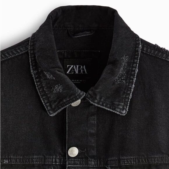 Zara Graffiti Print Denim Jacket New - Picture 4 of 10